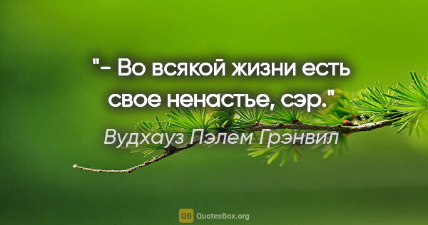 Вудхауз Пэлем Грэнвил цитата: "- Во всякой жизни есть свое ненастье, сэр."