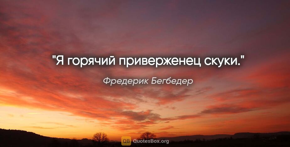 Фредерик Бегбедер цитата: "Я горячий приверженец скуки."