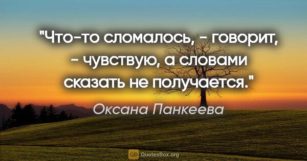 Оксана Панкеева цитата: ""Что-то сломалось, - говорит, - чувствую, а словами сказать не..."