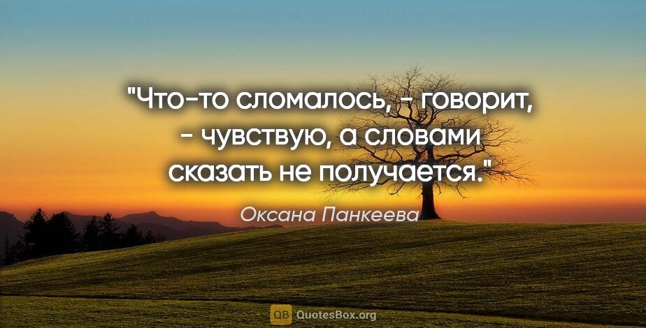 Оксана Панкеева цитата: ""Что-то сломалось, - говорит, - чувствую, а словами сказать не..."