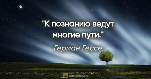 Герман Гессе цитата: "К познанию ведут многие пути."