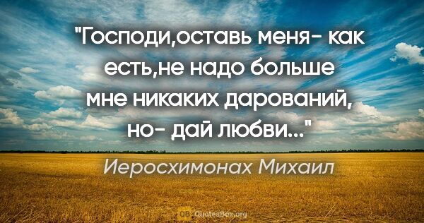 Иеросхимонах Михаил цитата: "Господи,оставь меня- как есть,не надо больше мне никаких..."