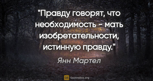 Янн Мартел цитата: "Правду говорят, что необходимость - мать изобретательности,..."