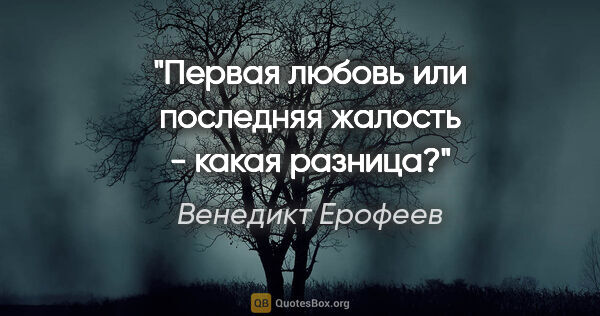 Венедикт Ерофеев цитата: "Первая любовь или последняя жалость - какая разница?"