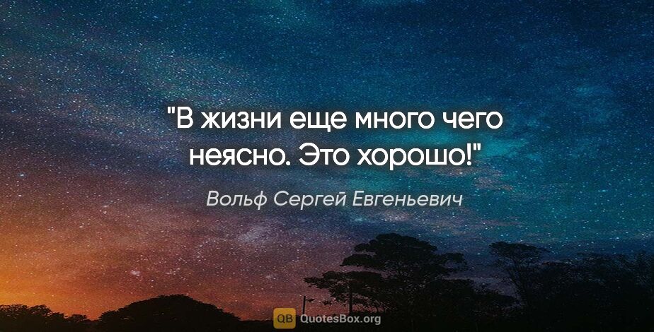 Вольф Сергей Евгеньевич цитата: ""В жизни еще много чего неясно. Это хорошо!""