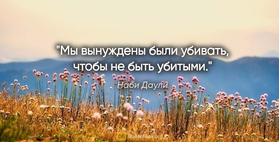 Наби Даули цитата: "Мы вынуждены были убивать, чтобы не быть убитыми."