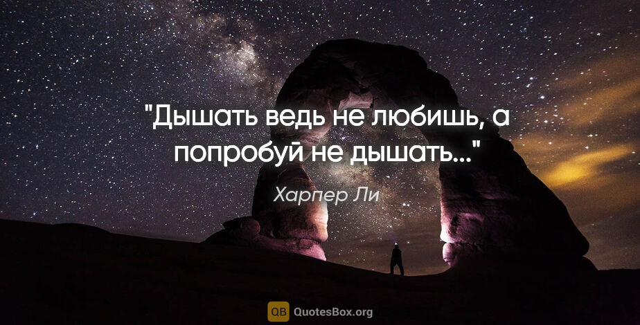 Харпер Ли цитата: "Дышать ведь не любишь, а попробуй не дышать..."