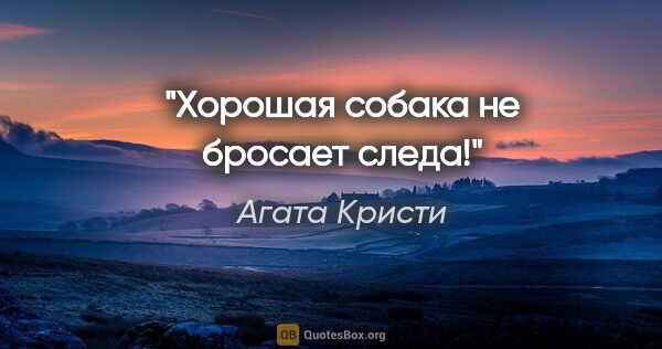 Агата Кристи цитата: "Хорошая собака не бросает следа!"