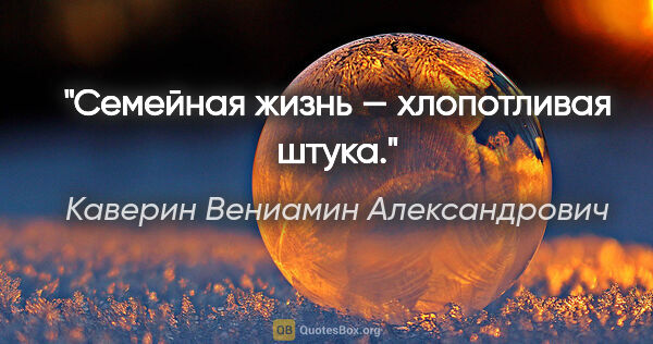 Каверин Вениамин Александрович цитата: "Семейная жизнь — хлопотливая штука."