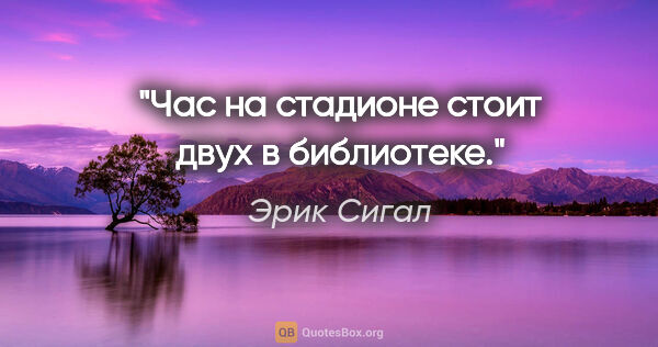 Эрик Сигал цитата: "Час на стадионе стоит двух в библиотеке."