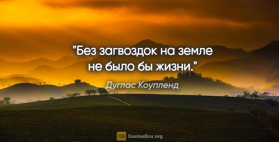 Дуглас Коупленд цитата: "Без загвоздок на земле не было бы жизни."