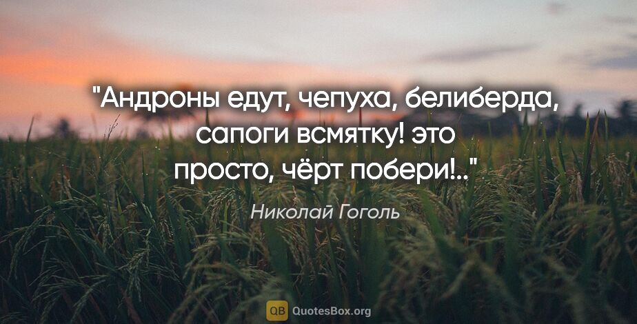 Николай Гоголь цитата: "Андроны едут, чепуха, белиберда, сапоги всмятку! это просто,..."