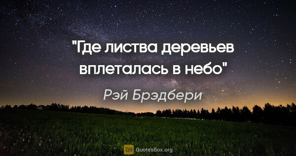 Рэй Брэдбери цитата: "Где листва деревьев вплеталась в небо"