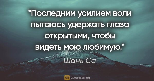 Шань Са цитата: "Последним усилием воли пытаюсь удержать глаза открытыми, чтобы..."