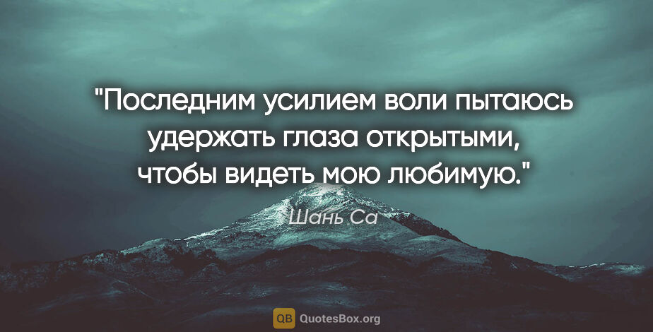 Шань Са цитата: "Последним усилием воли пытаюсь удержать глаза открытыми, чтобы..."