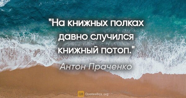 Антон Праченко цитата: "На книжных полках давно случился книжный потоп."