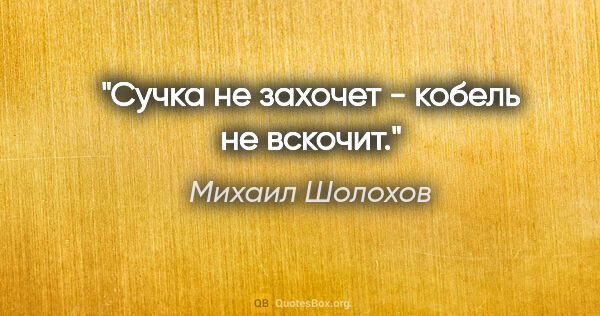 Михаил Шолохов цитата: "Сучка не захочет - кобель не вскочит."