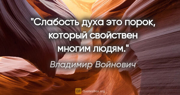 Владимир Войнович цитата: "Слабость духа это порок, который свойствен многим людям."