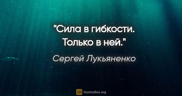 Сергей Лукьяненко цитата: "Сила в гибкости. Только в ней."