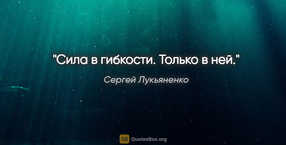 Сергей Лукьяненко цитата: "Сила в гибкости. Только в ней."