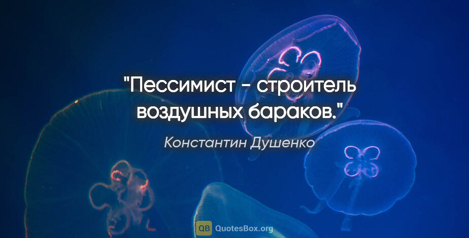 Константин Душенко цитата: "Пессимист - строитель воздушных бараков."