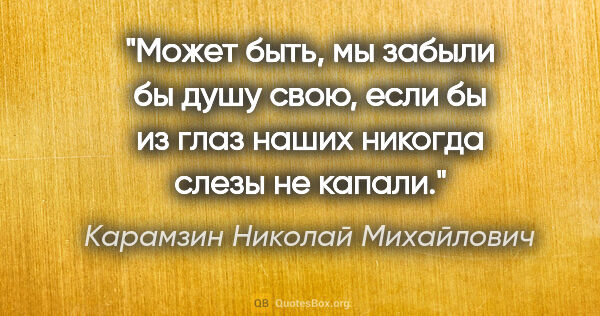 Карамзин Николай Михайлович цитата: "Может быть, мы забыли бы душу свою, если бы из глаз наших..."