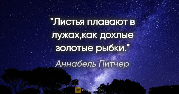 Аннабель Питчер цитата: "Листья плавают в лужах,как дохлые золотые рыбки."