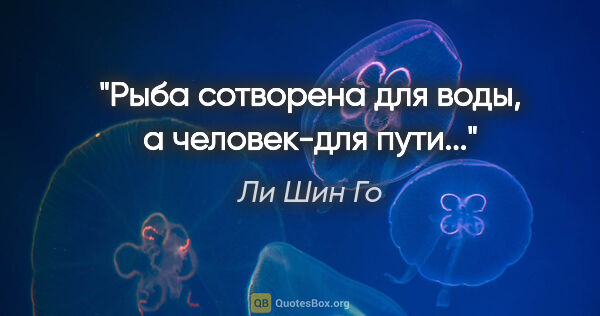 Ли Шин Го цитата: "Рыба сотворена для воды, а человек-для пути..."