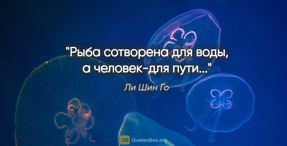 Ли Шин Го цитата: "Рыба сотворена для воды, а человек-для пути..."