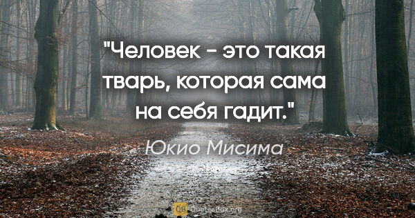 Юкио Мисима цитата: "Человек - это такая тварь, которая сама на себя гадит."