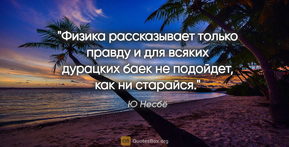 Ю Несбё цитата: "Физика рассказывает только правду и для всяких дурацких баек..."