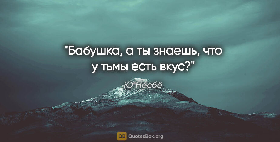 Ю Несбё цитата: "Бабушка, а ты знаешь, что у тьмы есть вкус?"