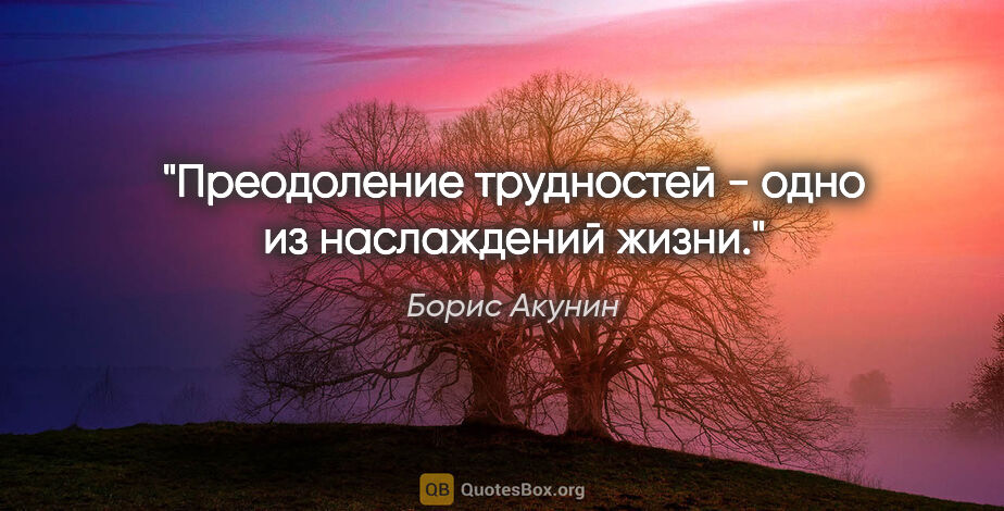 Борис Акунин цитата: "Преодоление трудностей - одно из наслаждений жизни."