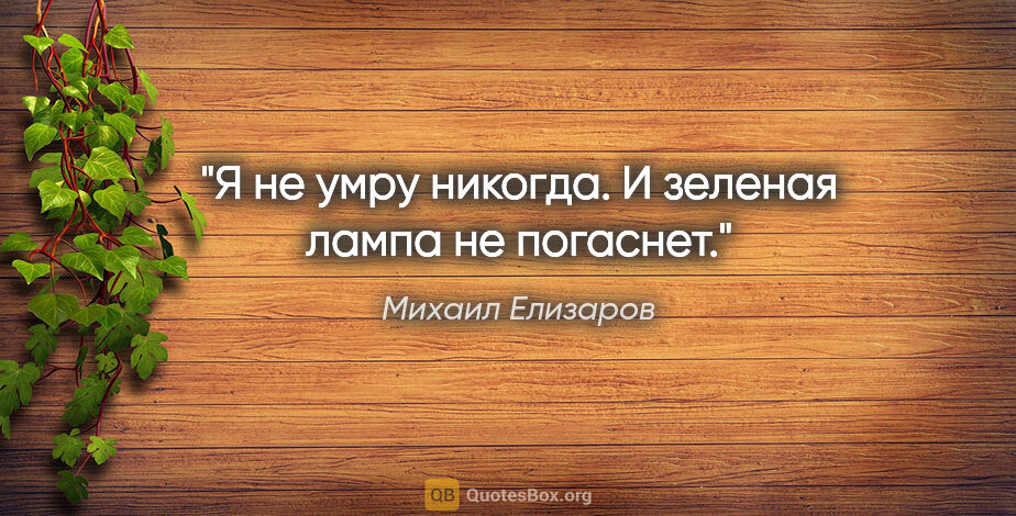 Михаил Елизаров цитата: "Я не умру никогда. И зеленая лампа не погаснет."