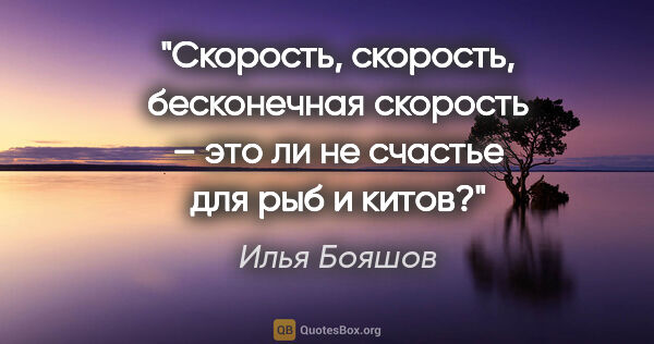 Илья Бояшов цитата: "Скорость, скорость, бесконечная скорость – это ли не счастье..."