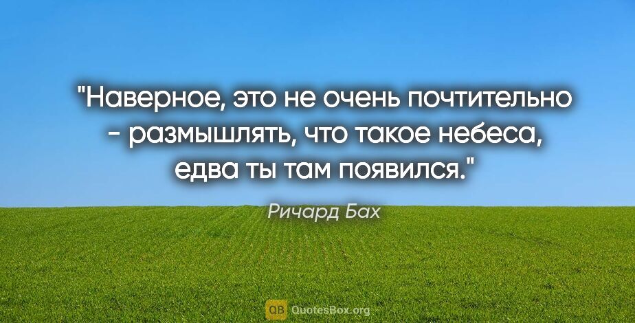 Ричард Бах цитата: ""Наверное, это не очень почтительно - размышлять, что такое..."