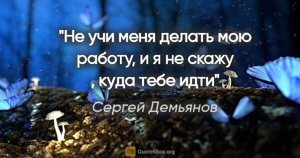 Сергей Демьянов цитата: "Не учи меня делать мою работу, и я не скажу , куда тебе идти"