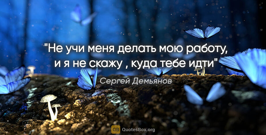 Сергей Демьянов цитата: "Не учи меня делать мою работу, и я не скажу , куда тебе идти"