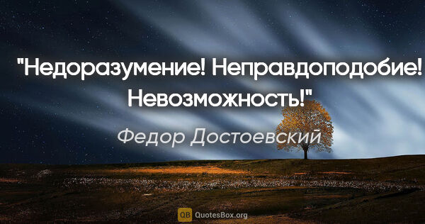 Федор Достоевский цитата: "Недоразумение! Неправдоподобие! Невозможность!"