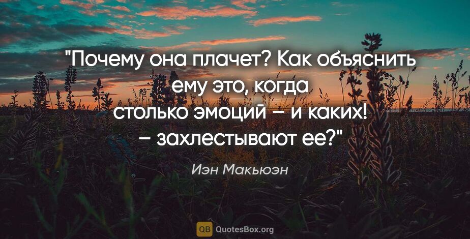 Иэн Макьюэн цитата: "Почему она плачет? Как объяснить ему это, когда столько эмоций..."