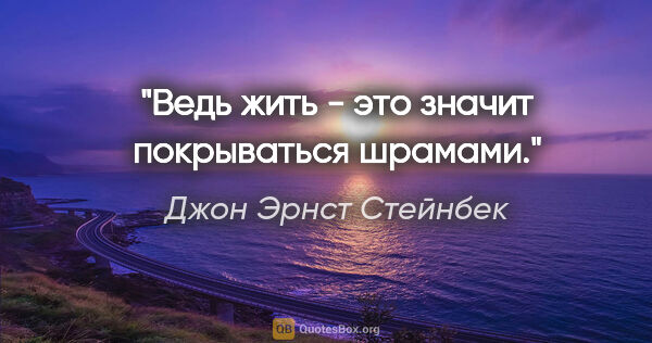 Джон Эрнст Стейнбек цитата: "Ведь жить - это значит покрываться шрамами."