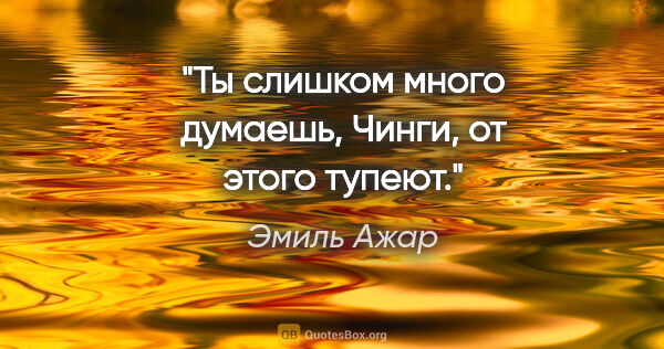 Эмиль Ажар цитата: "Ты слишком много думаешь, Чинги, от этого тупеют."