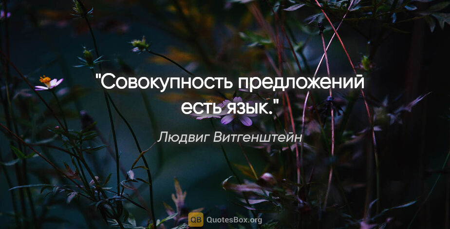 Людвиг Витгенштейн цитата: "Совокупность предложений есть язык."