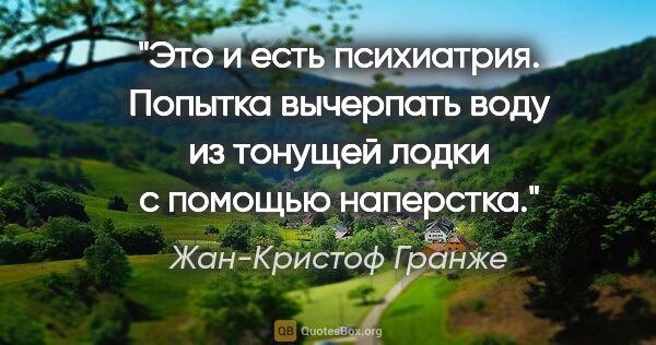 Жан-Кристоф Гранже цитата: "Это и есть психиатрия.

Попытка вычерпать воду из тонущей..."