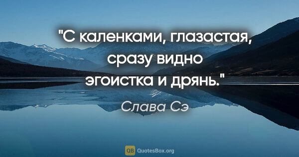 Слава Сэ цитата: "С каленками, глазастая, сразу видно эгоистка и дрянь."