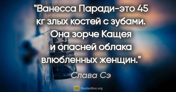 Слава Сэ цитата: "Ванесса Паради-это 45 кг злых костей с зубами. Она зорче Кащея..."