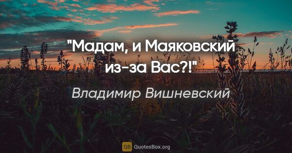 Владимир Вишневский цитата: "Мадам, и Маяковский из-за Вас?!"