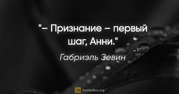 Габриэль Зевин цитата: "– Признание – первый шаг, Анни."