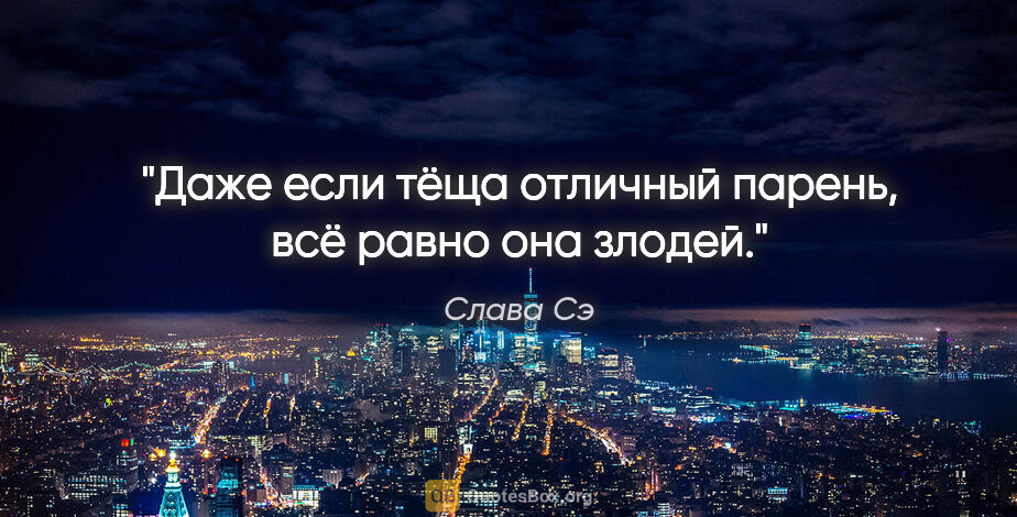 Слава Сэ цитата: "Даже если тёща отличный парень, всё равно она злодей."