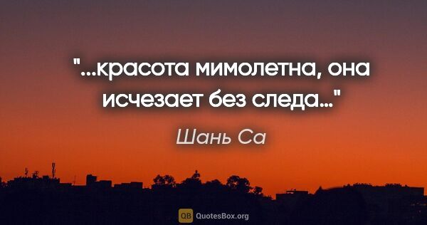 Шань Са цитата: "...красота мимолетна, она исчезает без следа…"